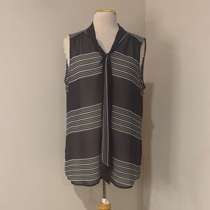 LOFT Black and White Striped Blouse